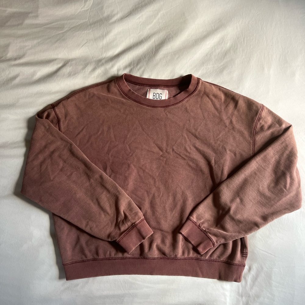 BDG Baggy Crop Sweater, Large, Maroon